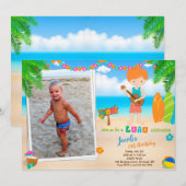 Foto: Luau verjaardagsuitnodiging Zomerstrand Kaart (Voorkant / Achterkant)