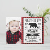 Foto Lumberjack 1e verjaardag uitnodiging (Staand voorkant)