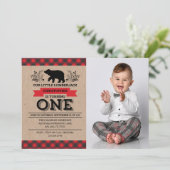 Foto Lumberjack 1e verjaardagsfeestje uitnodiging (Staand voorkant)