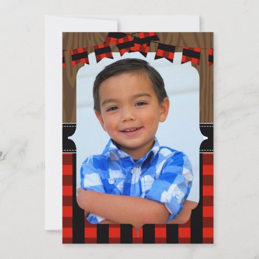 Foto: Lumberjack 1st Birthday Party Invitation Kaart (Voorkant)