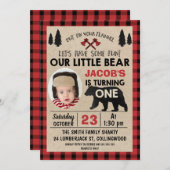 Foto: Lumberjack 1st Birthday Party Invitation Kaart (Voorkant / Achterkant)