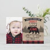 Foto: Lumberjack Beer Keub 1e verjaardag Uitnodigi Kaart (Staand voorkant)