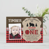 Foto Lumberjack Burlap 1e verjaardag uitnodiging (Staand voorkant)