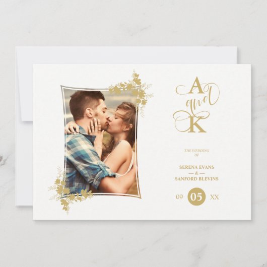 Foto Luxury Fake Golden Modern Botanisch Lijst Kaart (Voorkant)