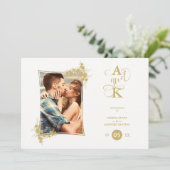 Foto Luxury Fake Golden Modern Botanisch Lijst Kaart (Staand voorkant)