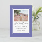 Foto Maagdenpalm Blauw Chic Bruiloft Save The Date (Staand voorkant)