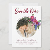 Foto Magenta en Purple Flowers Floral Wedding Save The Date (Voorkant)