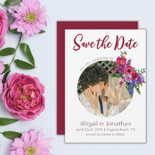Foto Magenta en Purple Flowers Floral Wedding Save The Date