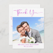 Foto Magenta Roze Romantisch bedankje Bedankkaart (Voorkant / Achterkant)