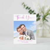 Foto Magenta Roze Romantische Bedankkaart (Staand voorkant)