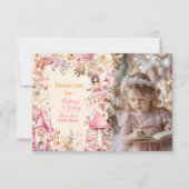 Foto Magische Fee Bloementuin 1e Verjaardag Bedankkaart (Voorkant)