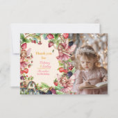 Foto Magische Fee Bloementuin 1e Verjaardag Bedankkaart (Voorkant)