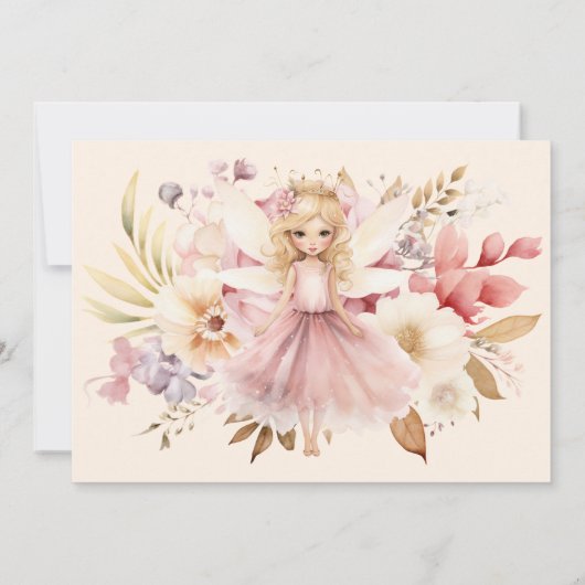 Foto Magische Fee Bloementuin 1e Verjaardag Kaart (Achterkant)