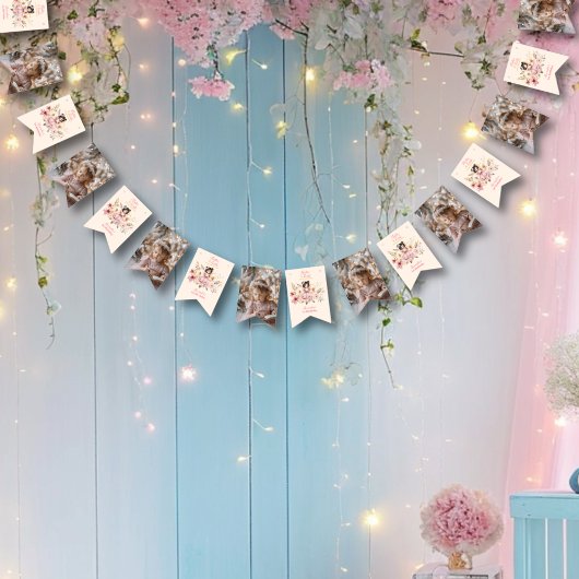 Foto Magische Fee Bloementuin 1e Verjaardag Vlaggetjes