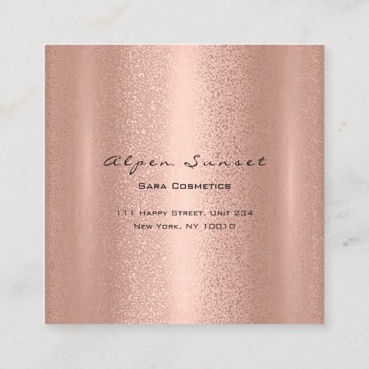 Foto Make-up Artiest Bruiloft Evenement Bloemen Ro Vierkante Visitekaartje (Achterkant)