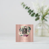 Foto Make-up Artiest Bruiloft Evenement Bloemen Ro Vierkante Visitekaartje (Staand voorkant)