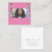 Foto Make-up Artiest Wimper Roze Brows Bloemen Vierkante Visitekaartje (Voorkant / Achterkant)