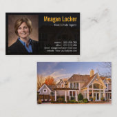 Foto makelaar onroerend goed met huisachtergrond visitekaartje (Voorkant / Achterkant)