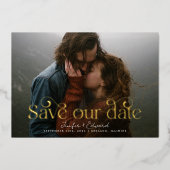 Foto maken onze datum opslaan folie uitnodiging (Voorkant)