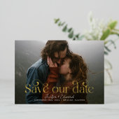 Foto maken onze datum opslaan folie uitnodiging (Staand Voorkant)