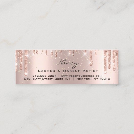 Foto Makeup Artist Eyelashes Brow Roos Gold Small Mini Visitekaartje (Voorkant)