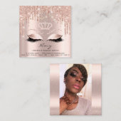 Foto Makeup Artist Eyelashes Brow Roos Gold Vierkante Visitekaartje (Voorkant / Achterkant)