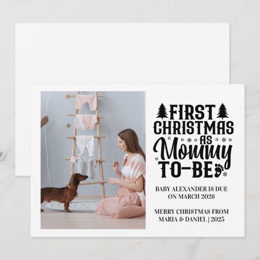 Foto Mama wordt kerstzwangerschap Feestdagenkaart (Voorkant / Achterkant)