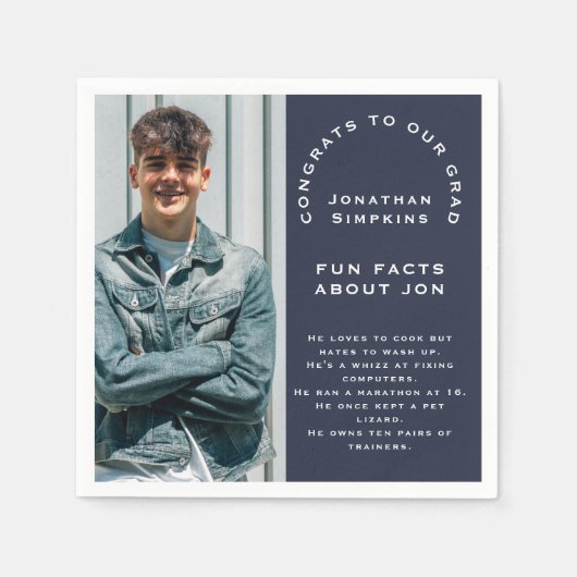Foto Mannelijk Afstuderen 2025 Party Navy Fun Fact Servet (Voorkant)