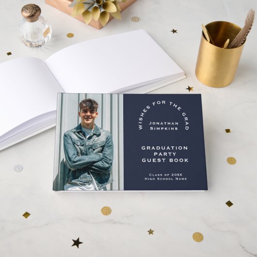 Foto Mannelijk Afstuderen 2025 Party Navy Guest Bo Gastenboek (Voorkant open)