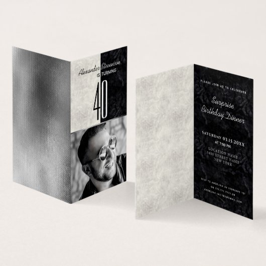 Foto mannelijke 40e verjaardag uitnodiging (Binnen en buitenkant)