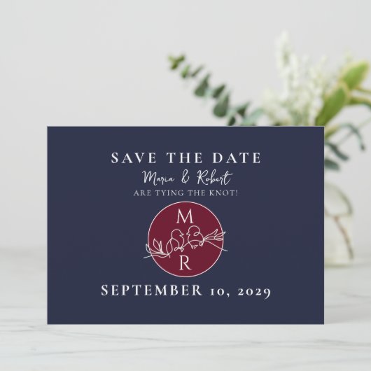 Foto Marine Blauw Bruiloft Save The Date (Staand voorkant)
