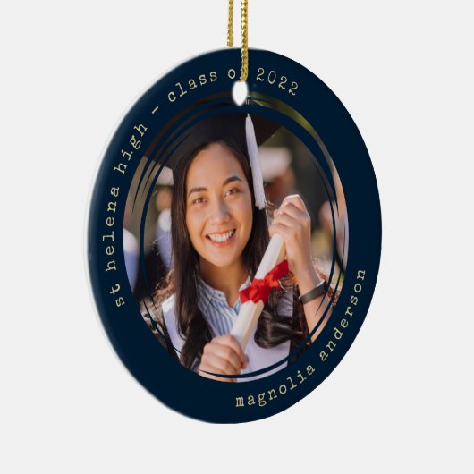 Foto Marine Gold School College Afstuderen Keramisch Ornament (Rechts)