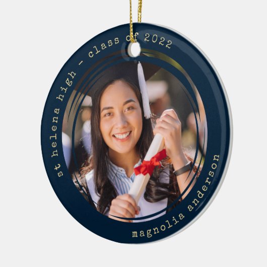 Foto Marine Gold School College Afstuderen Keramisch Ornament (Links)