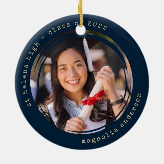 Foto Marine Gold School College Afstuderen Keramisch Ornament (Achterkant)