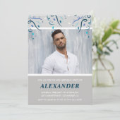 Foto marineblauwe Confetti voor hem 48e verjaardag Kaart (Staand voorkant)