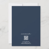 Foto marinesblauwe QR-code bruiloft Save The Date (Achterkant)