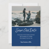 Foto marineswitbruiloft Save the Date Kaart (Voorkant)