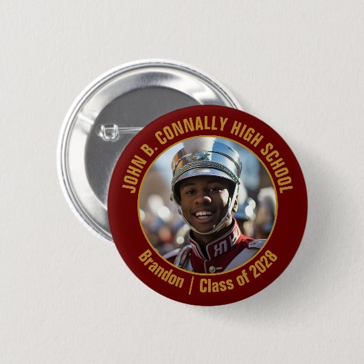Foto Maroon Gold Marchingband Middelbare School Ronde Button 5,7 Cm (Voorkant /achterkant)