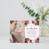 Foto Marsala Blush Peony Save The Date Cards Aankondigingskaart (Staand voorkant)