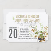 Foto Mason Jar Bronze en Green Floral Wedding Kaart (Voorkant)