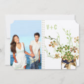 Foto Mason Jar Bronze en Green Floral Wedding Kaart (Achterkant)