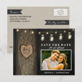 Foto Mason Jar Oak Tree Sla de datum kaarten (Voorkant / Achterkant)