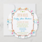 Foto Mason Jar Pink Coral Aqua Floral Afstuderen Kaart (Voorkant)