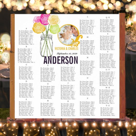 Foto Mason Jar Seating Chart Poster