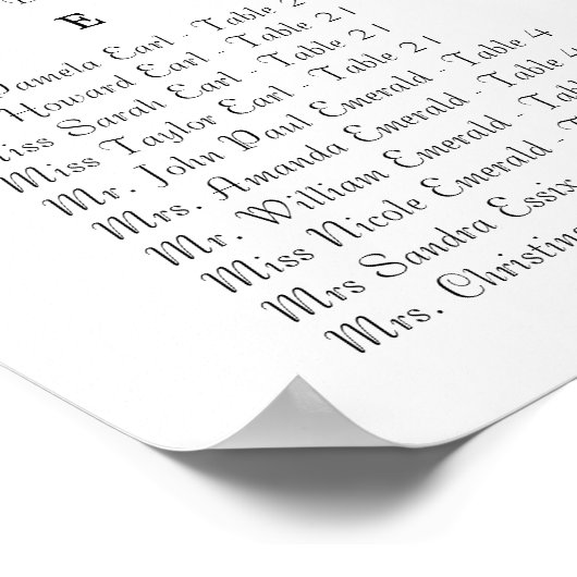 Foto  Mason Jar Seating Chart Poster (Hoek)