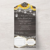 Foto Mason Jar Zonnebloem Geometrisch Goud Lijst All In One Uitnodiging (Binnen)