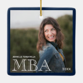 Foto MBA-diploma naam Blauwe afstuderen Keramisch Ornament (Achterkant)