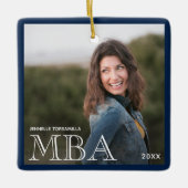 Foto MBA-diploma naam Blauwe afstuderen Keramisch Ornament (Voorkant)