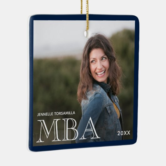 Foto MBA Gradennaam Blauw Afstuderen Keramisch Ornament (Rechts)