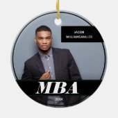 Foto MBA gradennaam zwart Afstuderen Keramisch Ornament (Achterkant)